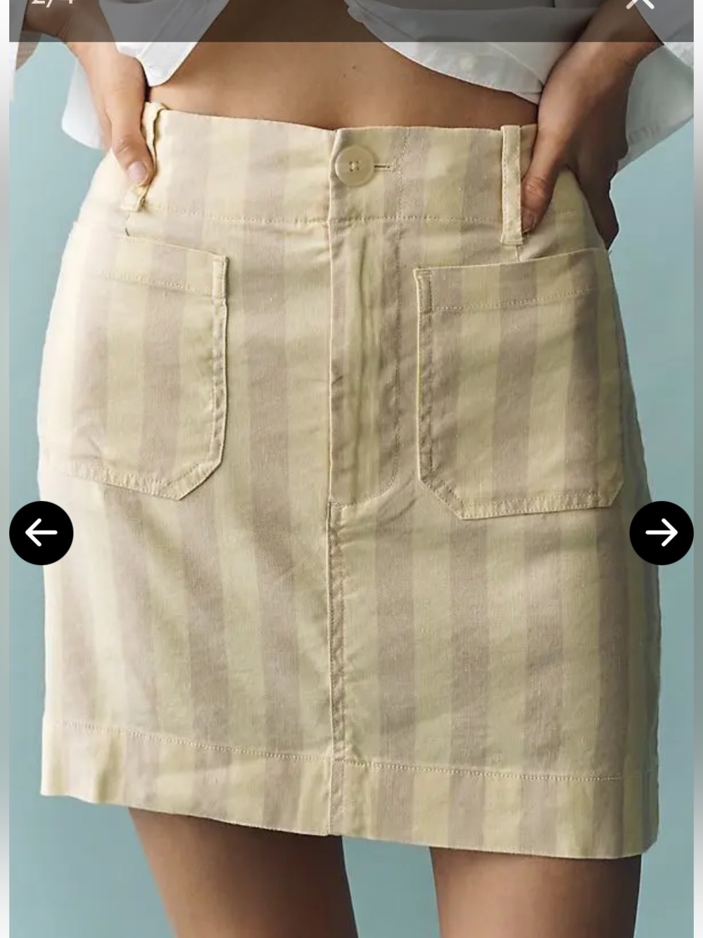 MAEVE Colette Linen Stretch Mini Skirt Yellow Striped 💛🤎  NWT Large L@@K